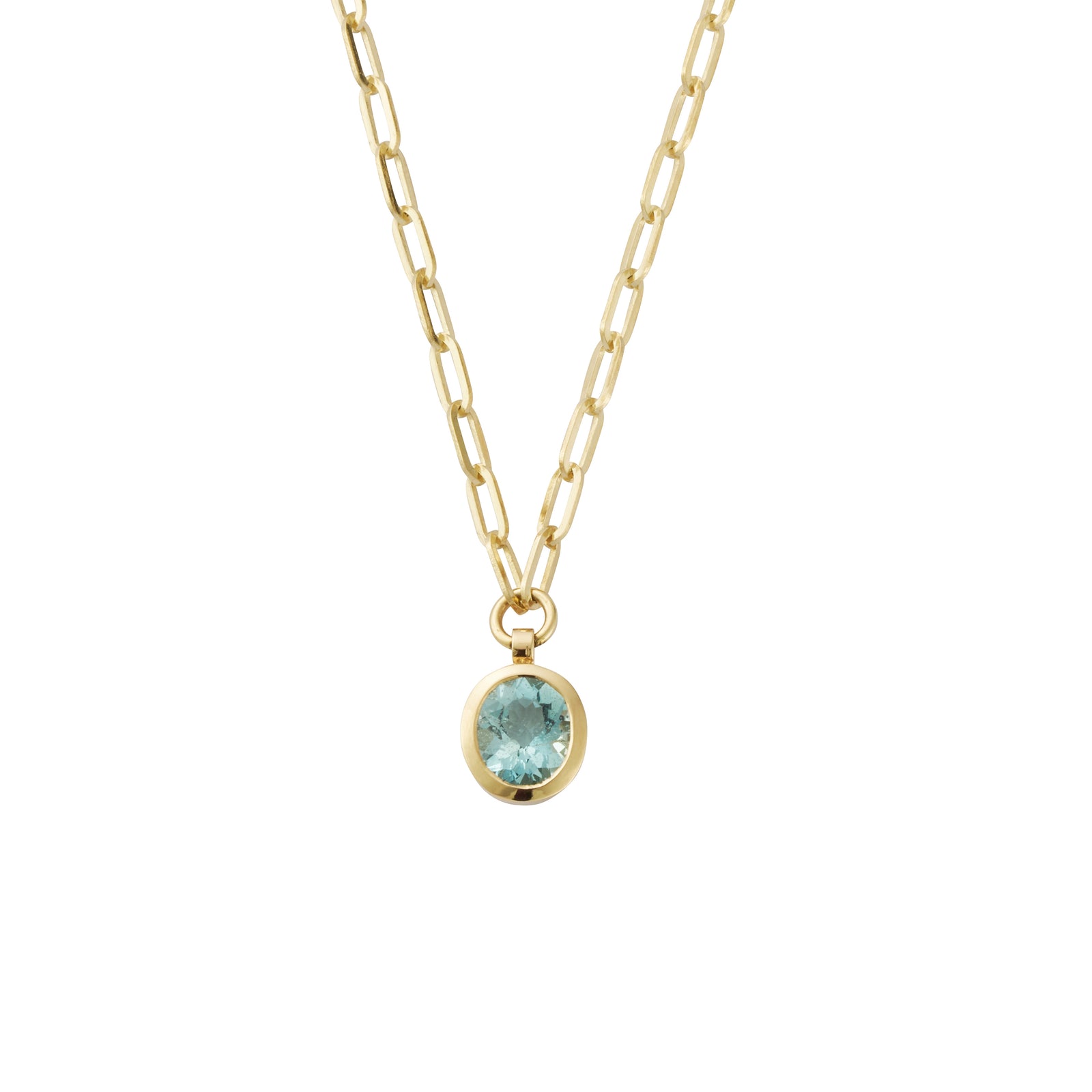 MORGANA Gold Zimbaqua Aquamarine Tiny Trace Chain Necklace
