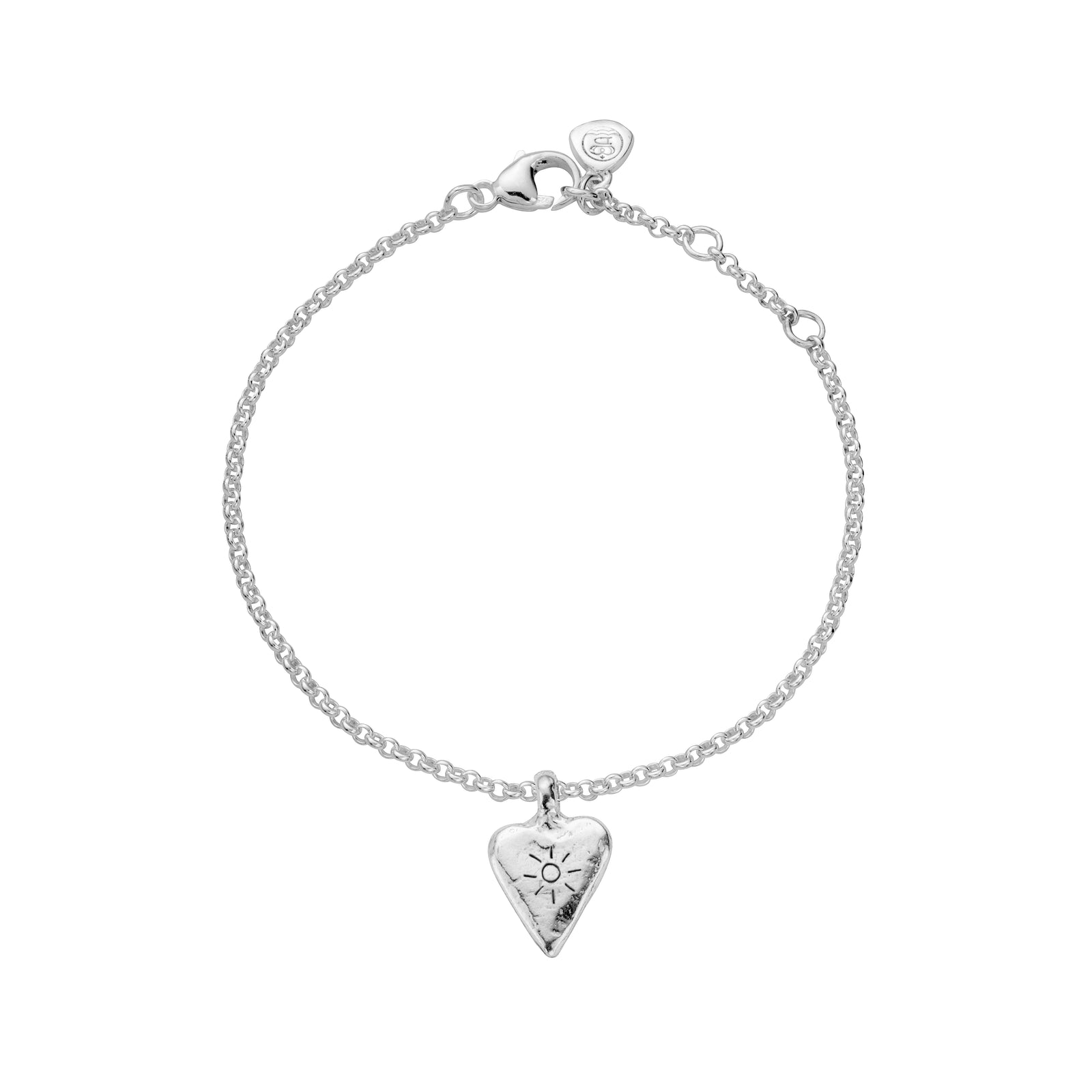 Silver Mini Heart Chain Bracelet with Handwriting