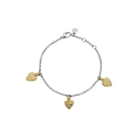 Silver & Gold Trio Baby Heart Chain Bracelet