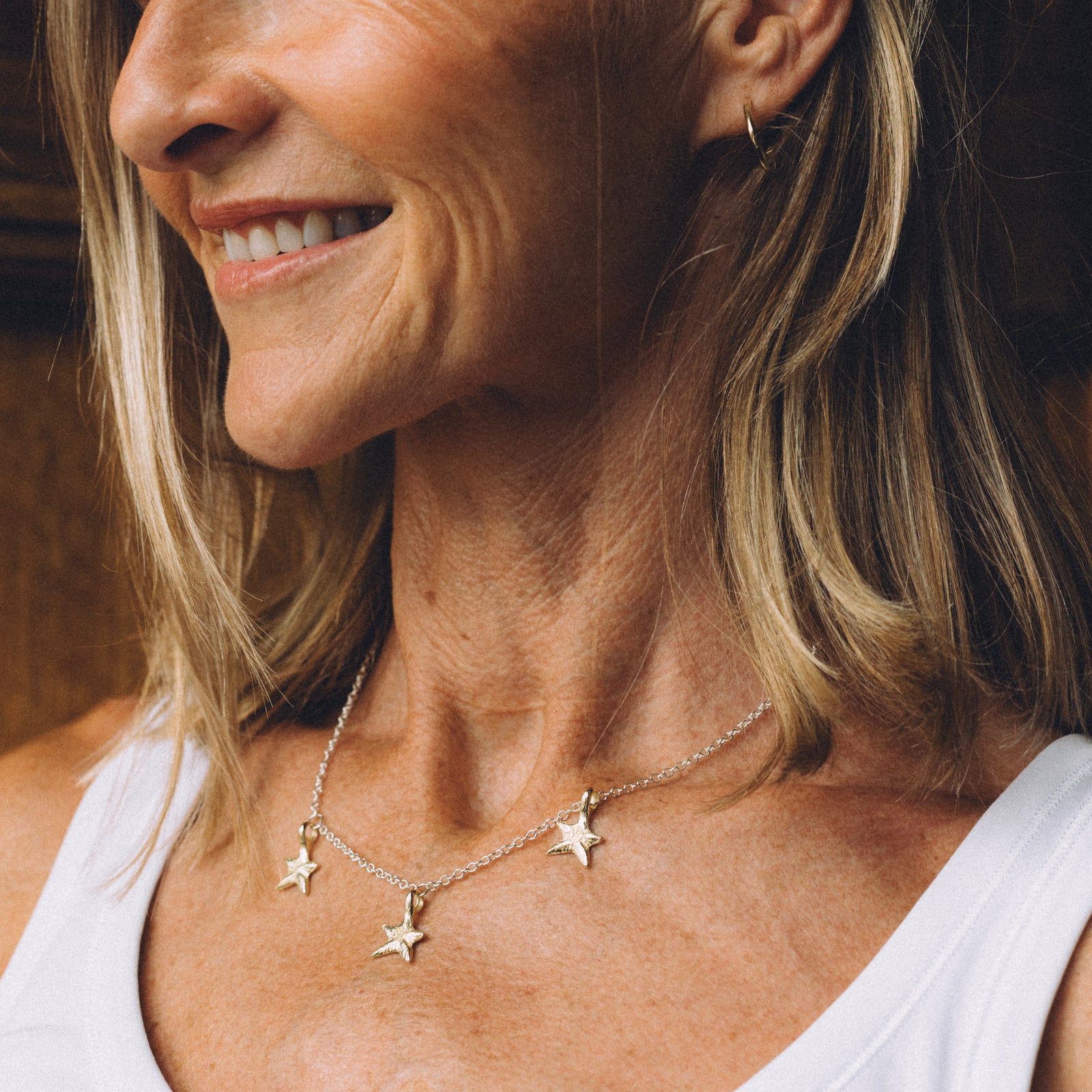 Silver & Gold Trio Mini Star Necklace