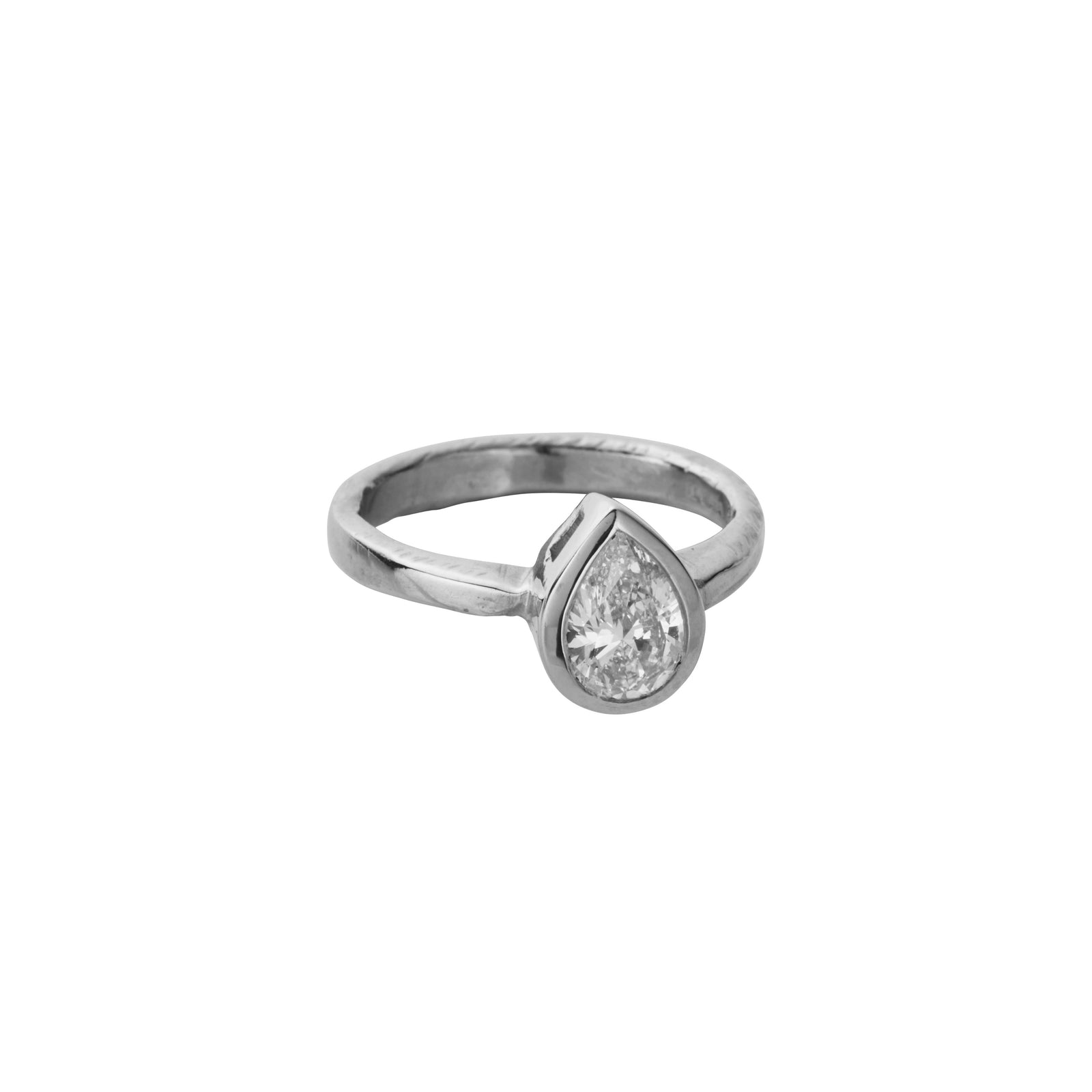 'The Muse' Platinum Pear 1ct Lab Grown Diamond Bezel Engagement Ring