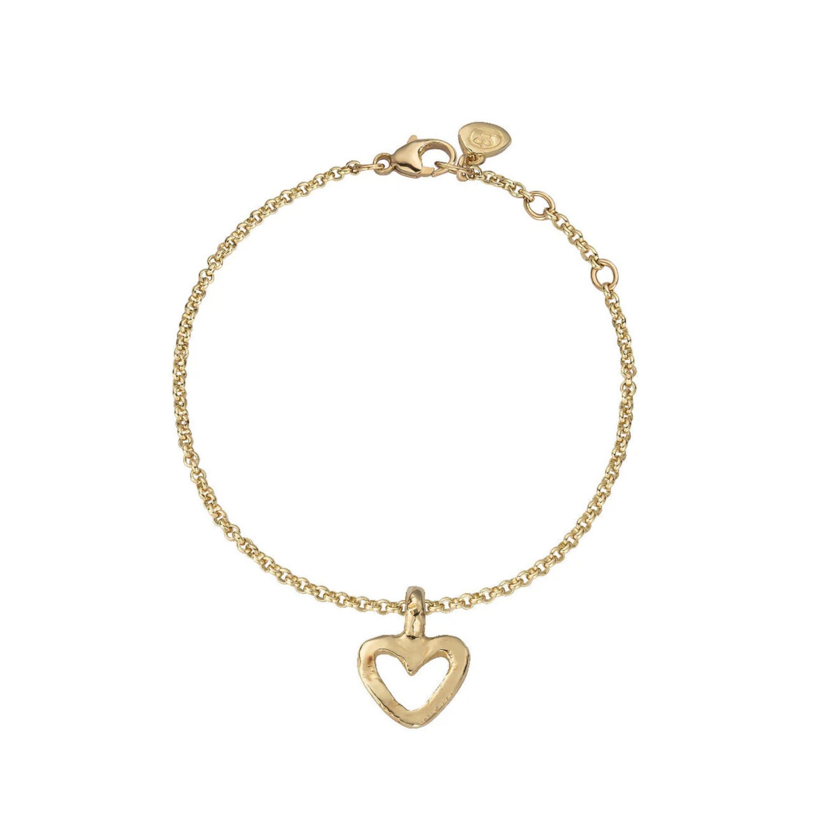 Gold Mini Open Heart Chain Bracelet