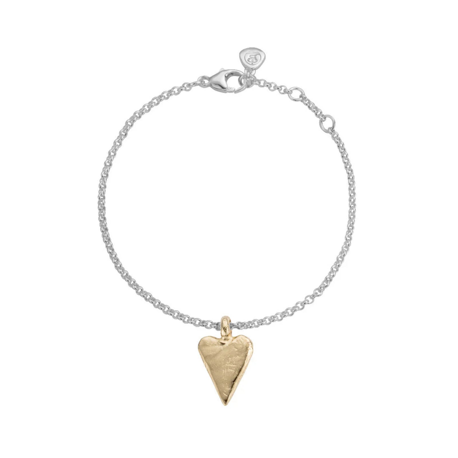 Silver & Gold Medium Heart Chain Bracelet