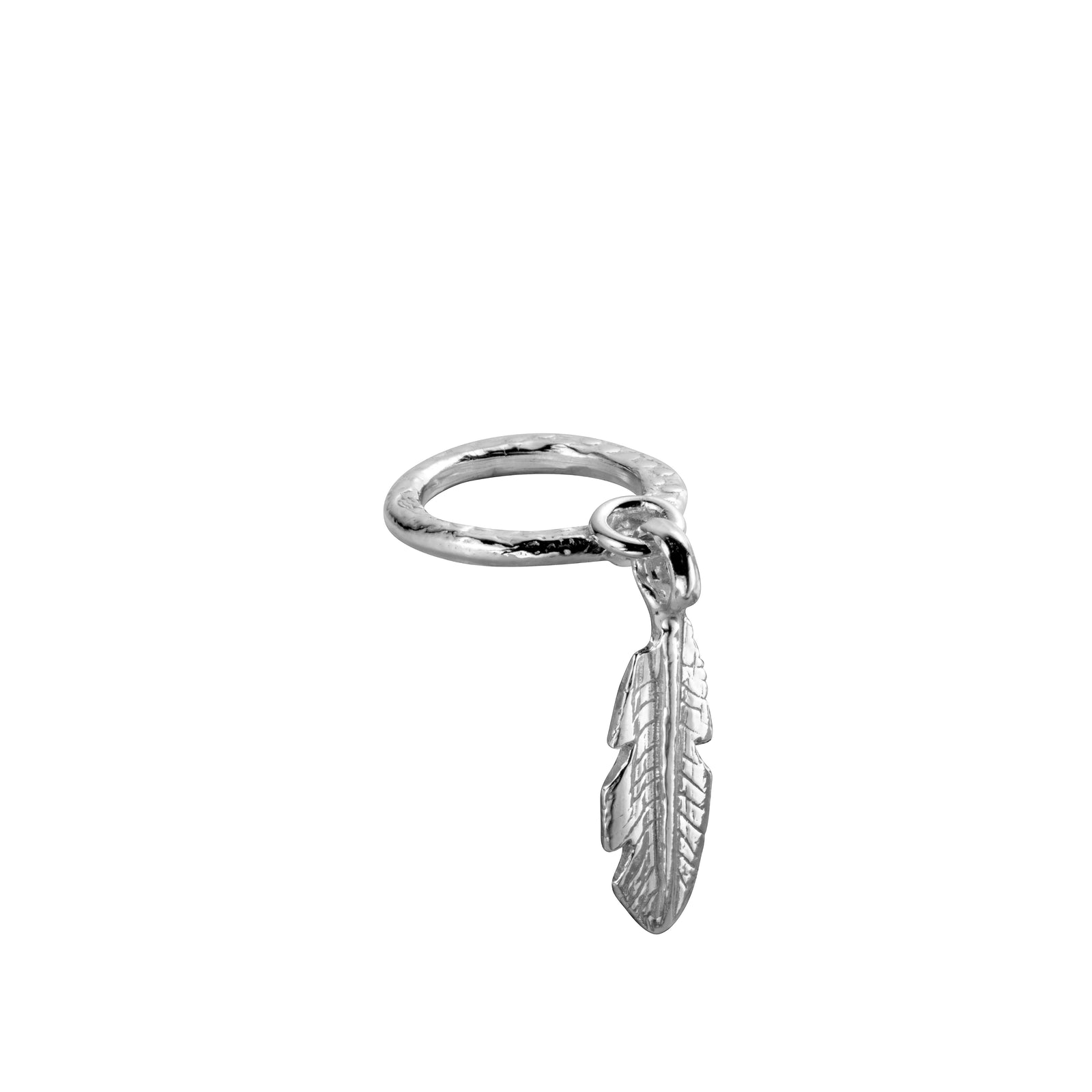 Silver Medium Feather Falling Ring