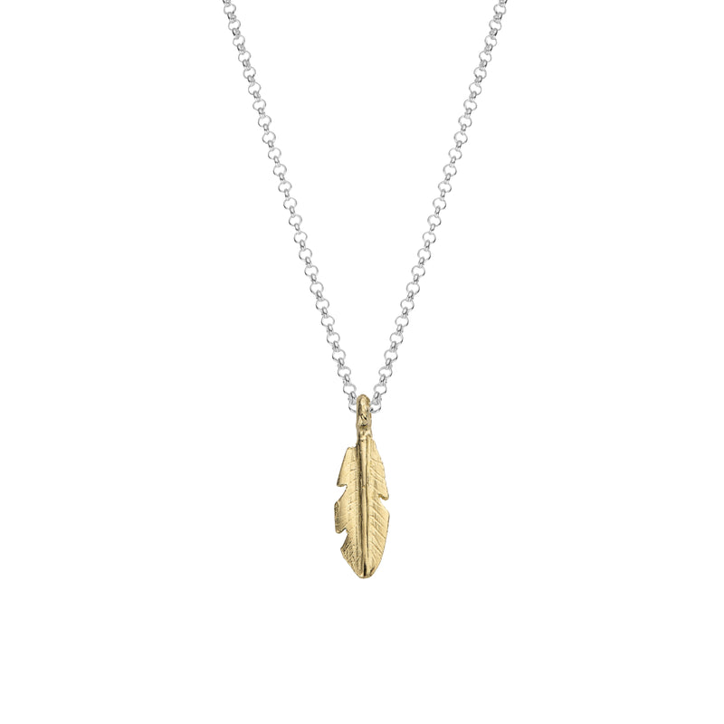 Silver & Gold Medium Feather Necklace