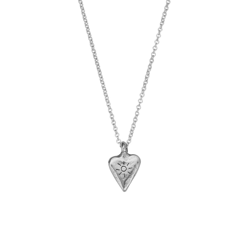 Silver Mini Heart Necklace with Handwriting