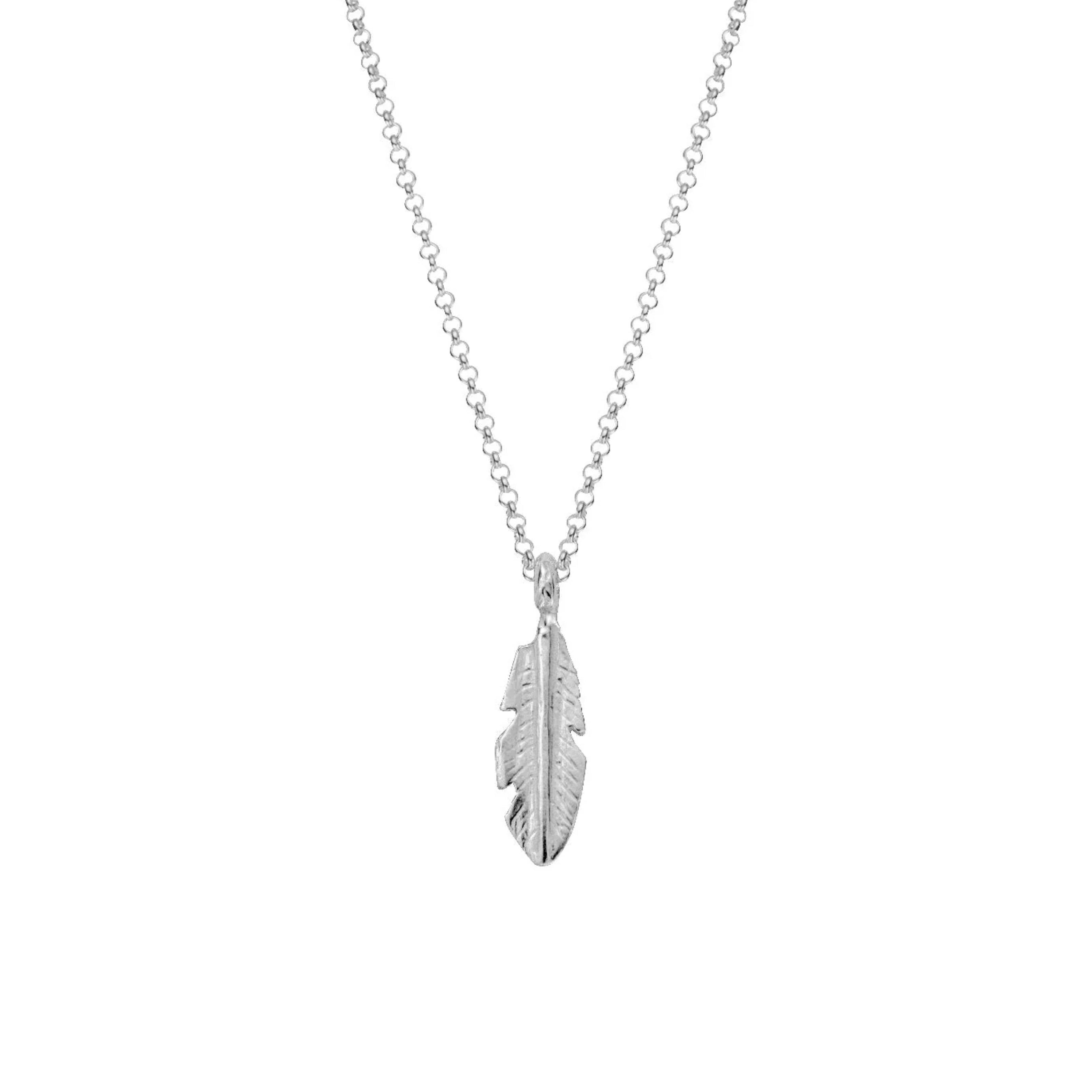 Silver Medium Feather Necklace