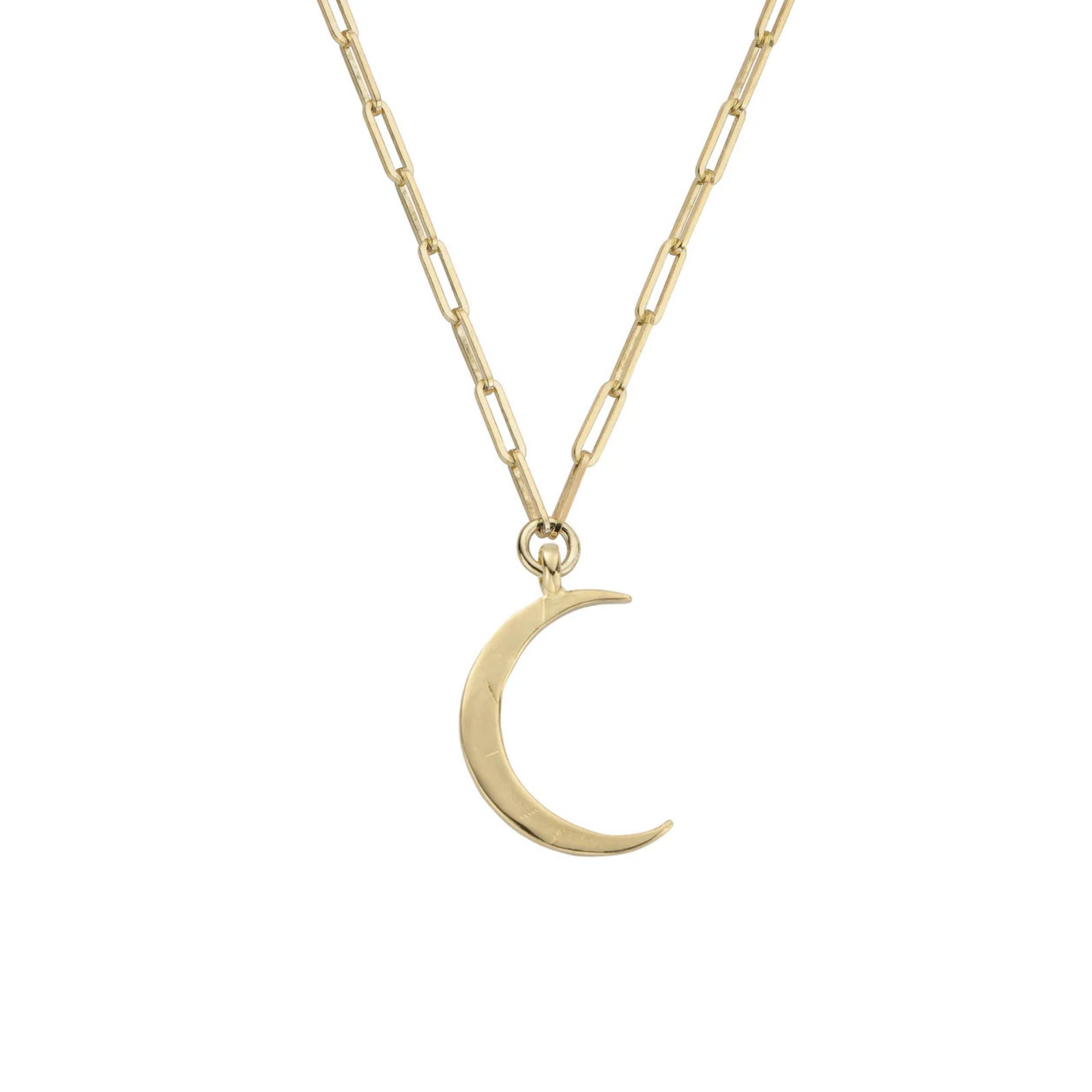 Gold Large Crescent Moon Trace Chain Necklace