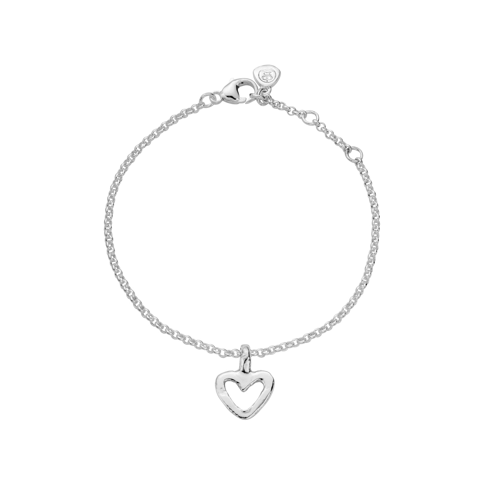 Silver Mini Open Heart Chain Bracelet