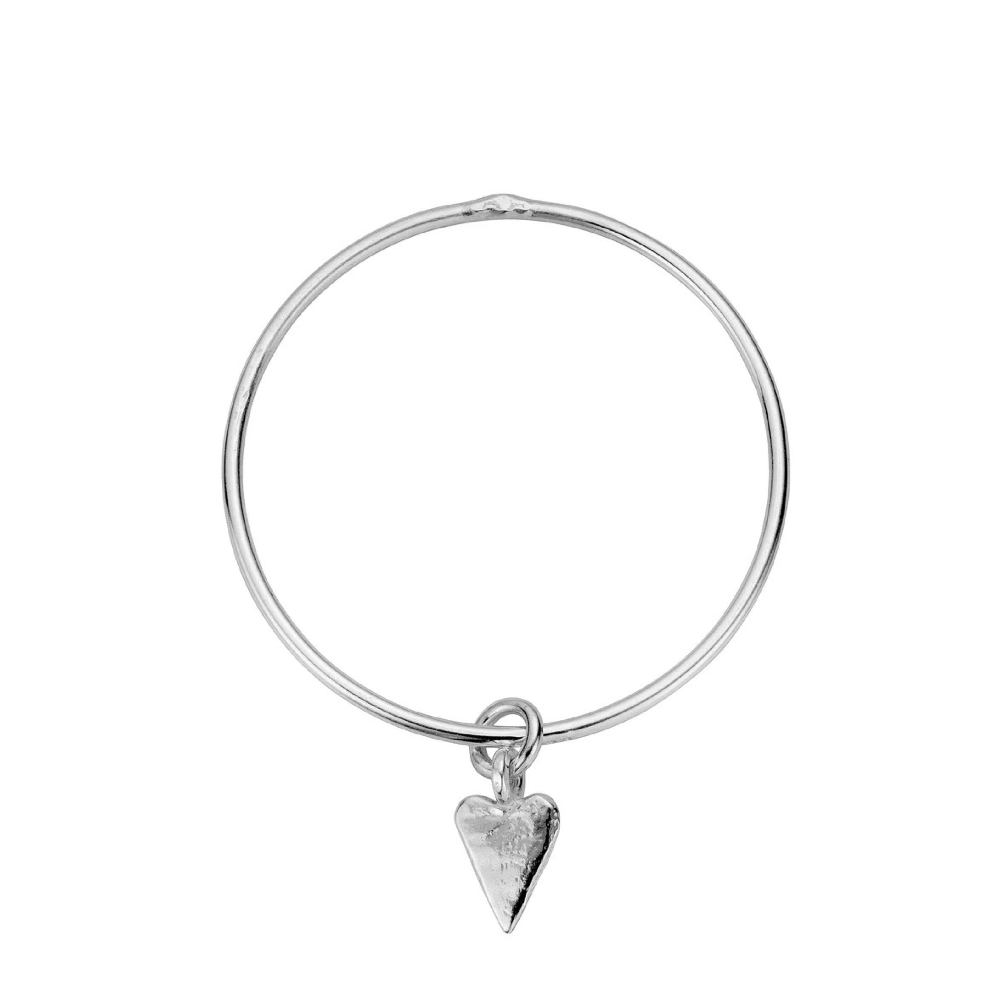 Silver Medium Heart Bangle
