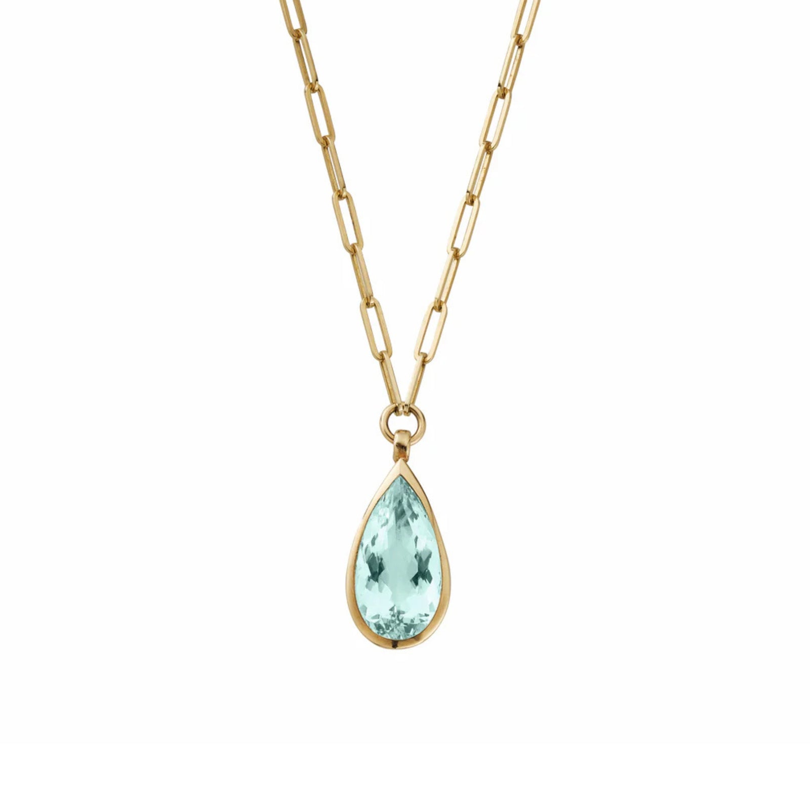 LAVANA Gold Aquamarine Trace Chain Necklace