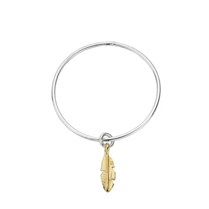 Silver & Gold Medium Feather Bangle