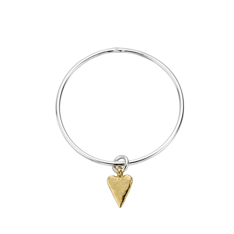 Silver & Gold Medium Heart Bangle