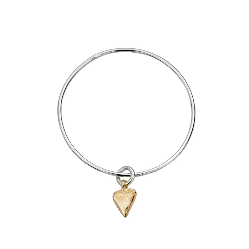 Silver & Gold Mini Heart Bangle
