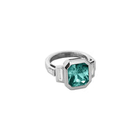 CARI White Gold Teal Sapphire & Diamond Ring