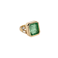ORYN Gold Emerald & Diamond Split Shank Ring