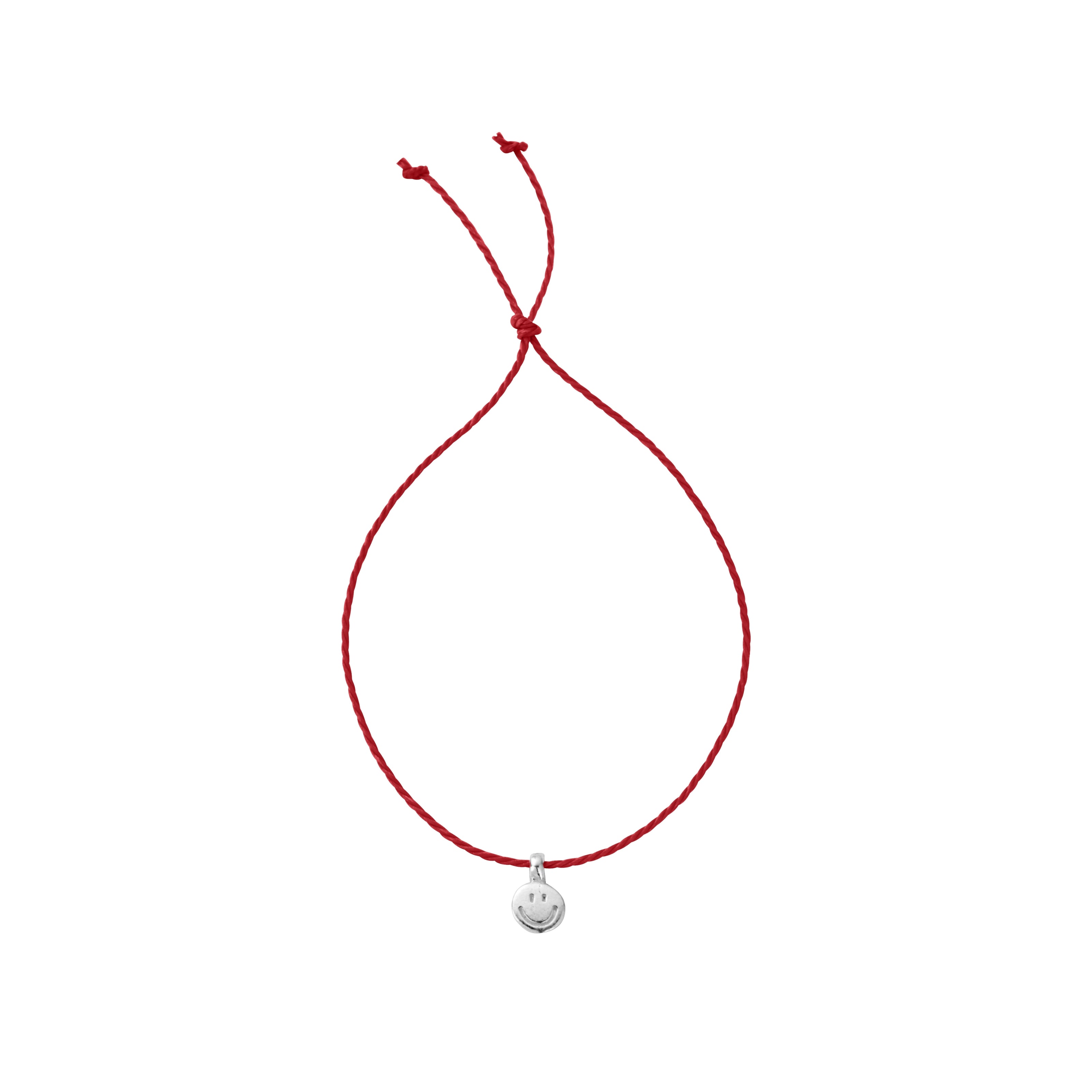 Silver Smiley Face Cord Bracelet