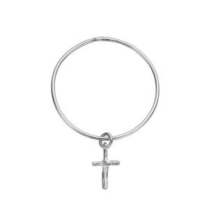 Silver Medium Cross Bangle
