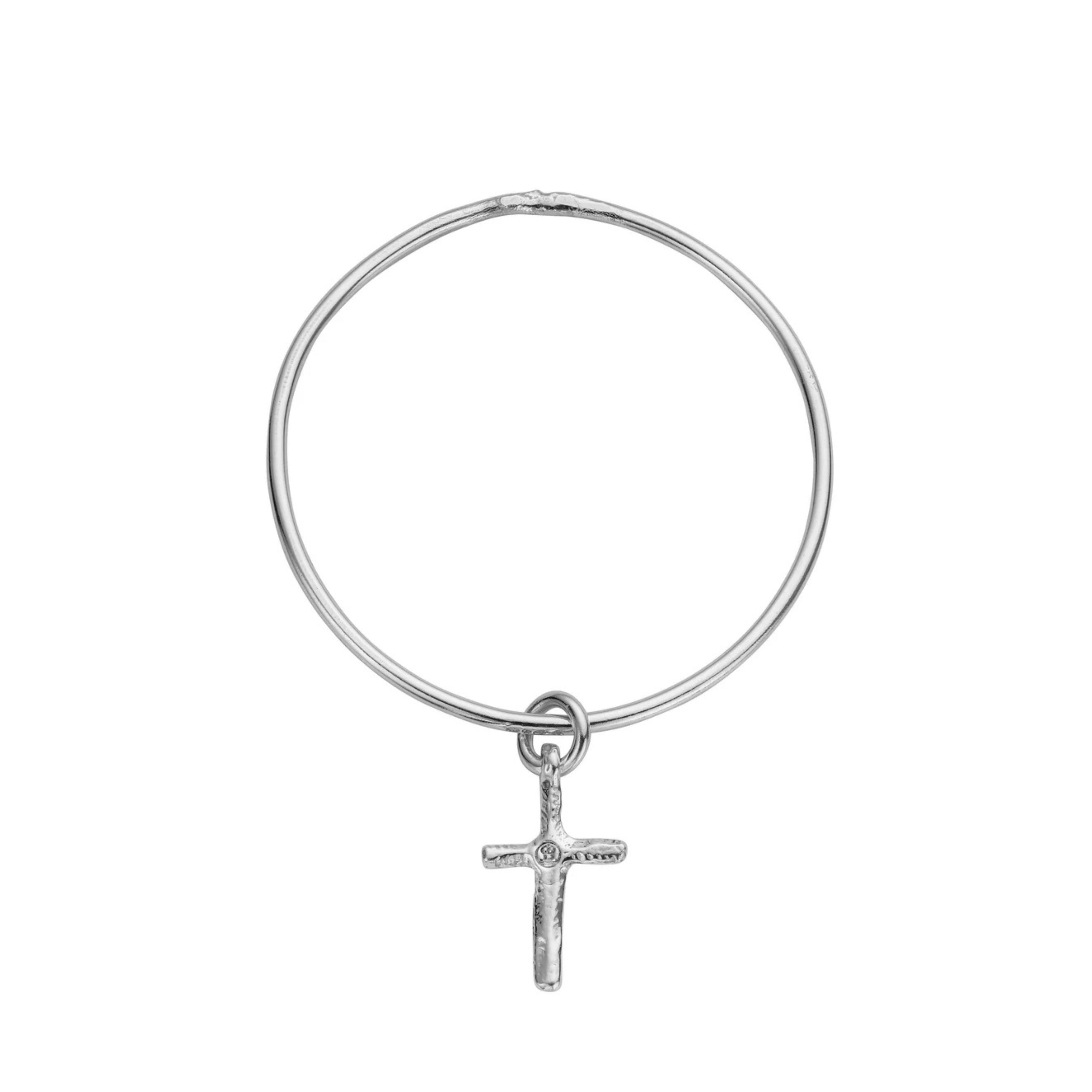 Silver Medium Cross Bangle