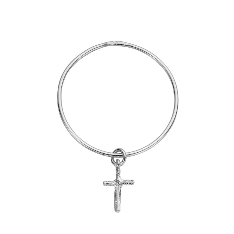 Silver Medium Cross Bangle