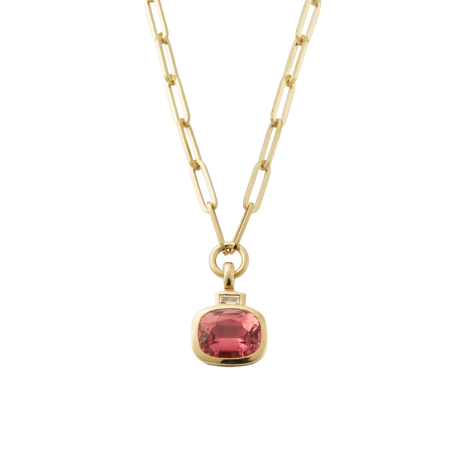 ROSALYN Gold Pink Tourmaline & Diamond Necklace