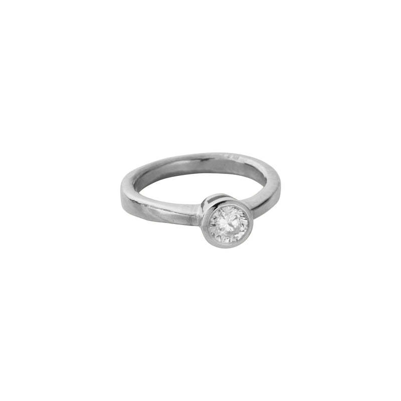 'The Eternity' Silver Round 0.5ct Natural Diamond Bezel Engagement Ring