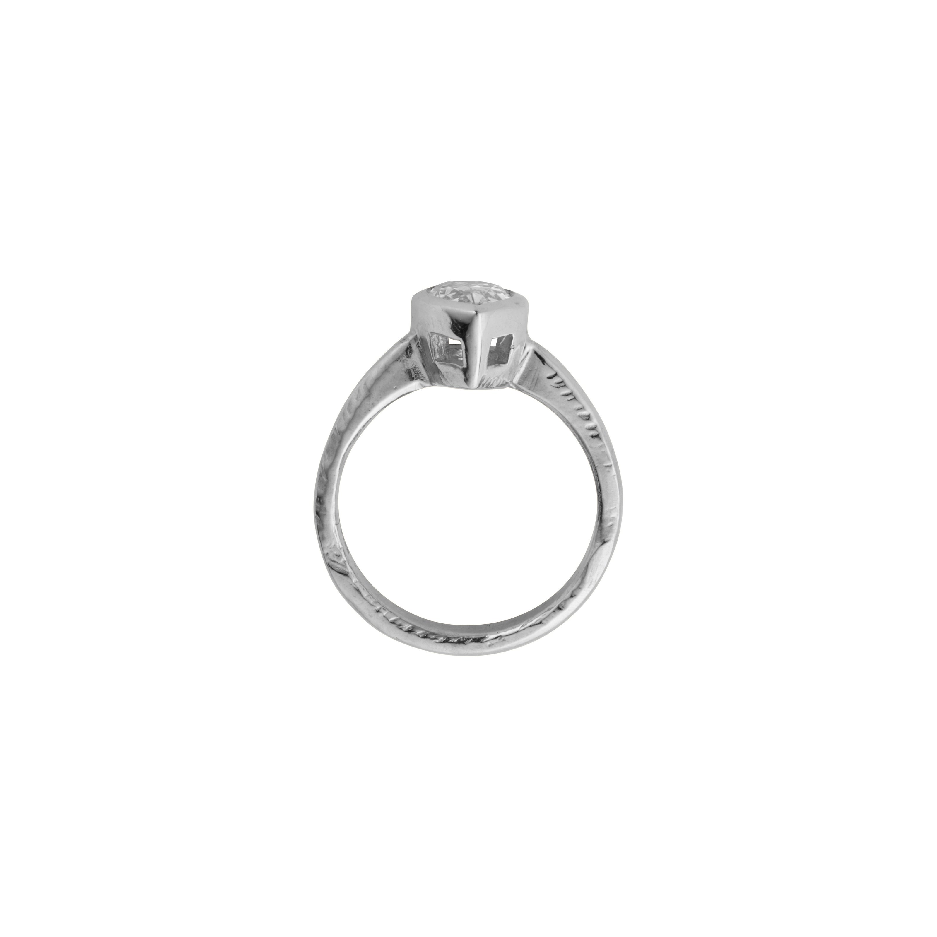 'The Muse' Silver Pear 1ct Lab Grown Diamond Bezel Engagement Ring