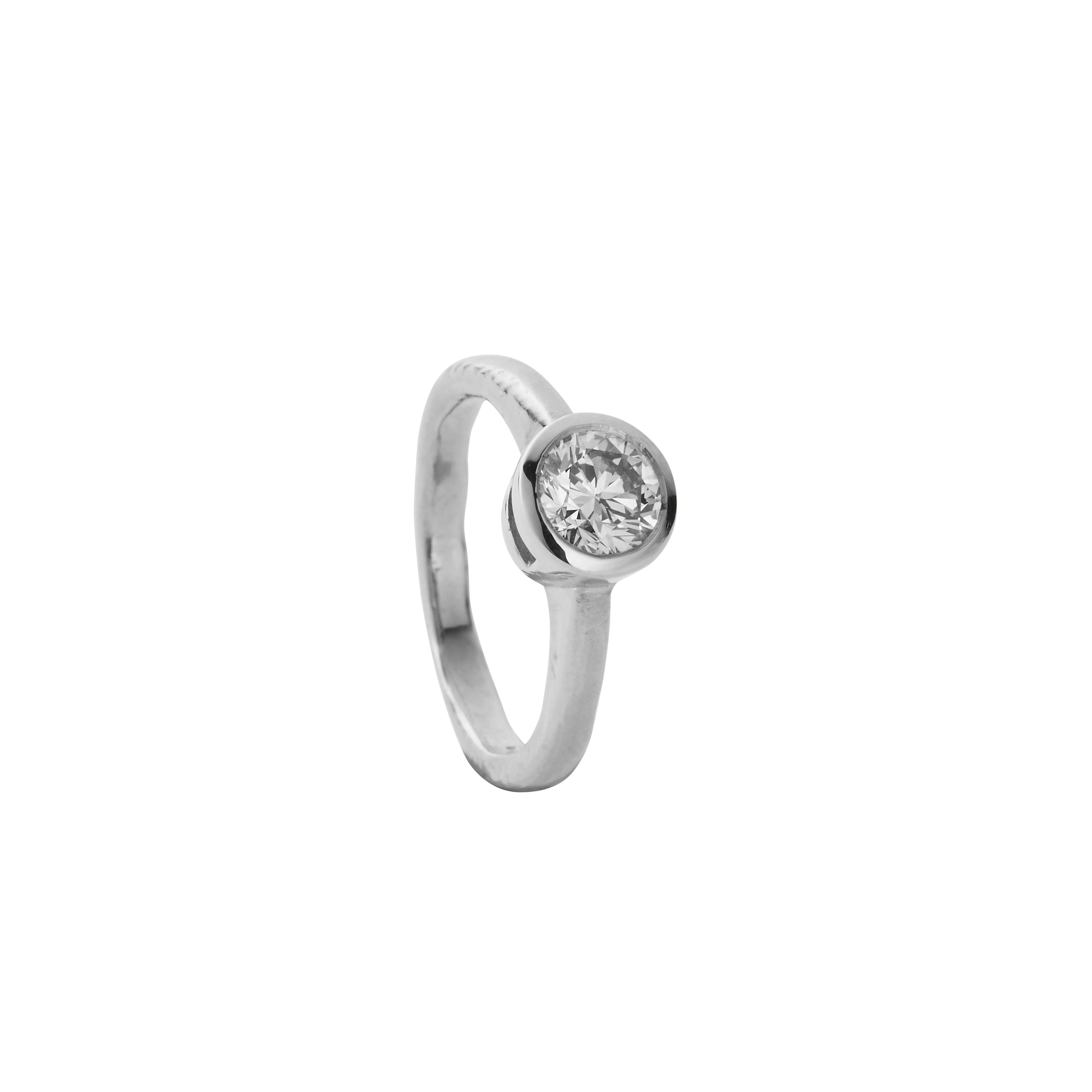 'The Eternity' Silver Round 1ct Natural Diamond Bezel Engagement Ring