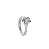 'The Heirloom' Silver Emerald 1ct Natural Diamond Bezel Engagement Ring