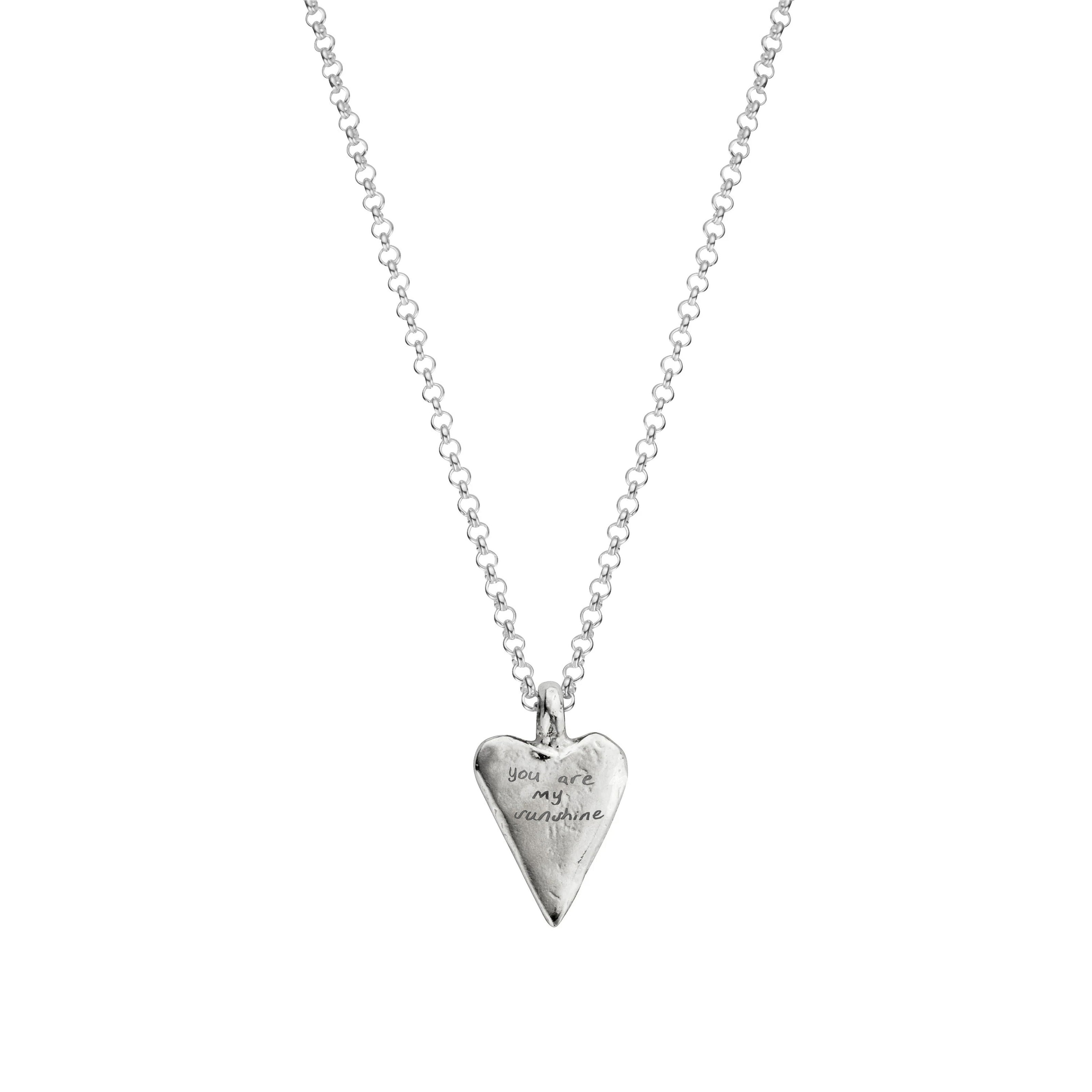 Silver Medium Heart Necklace with Handwriting