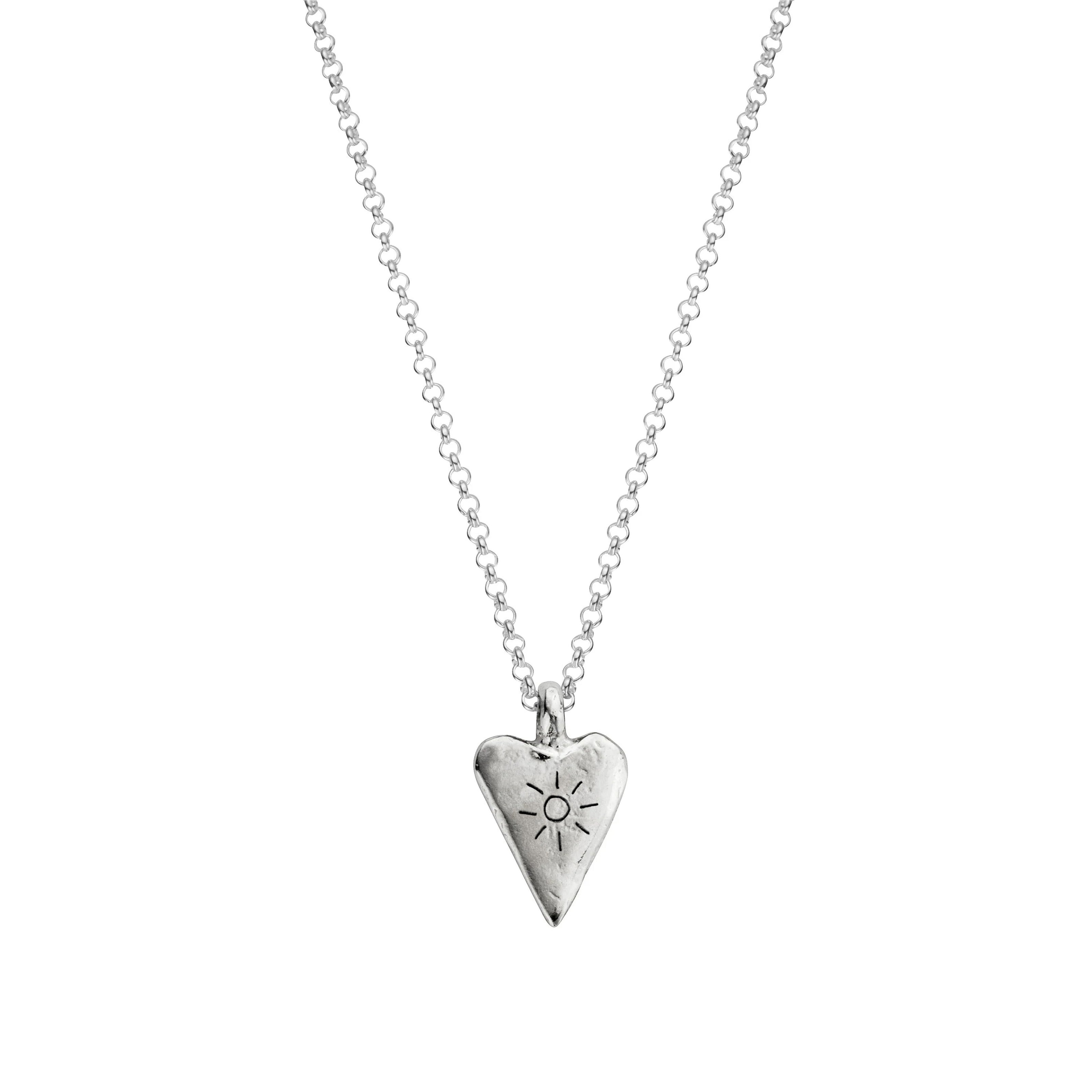 Silver Midi Heart Necklace with Handwriting