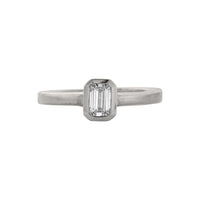 'The Heirloom' 18ct White Gold Emerald 0.5ct Natural Diamond Bezel Engagement Ring