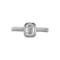 'The Heirloom' 18ct White Gold Emerald 1ct Natural Diamond Bezel Engagement Ring