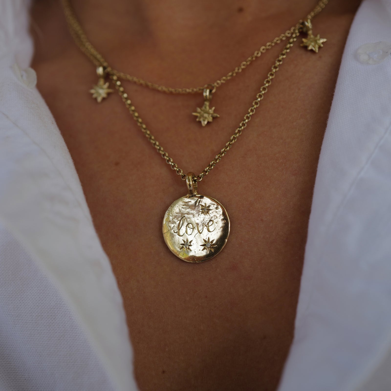Gold Trio Diamond Midnight Moon Necklace