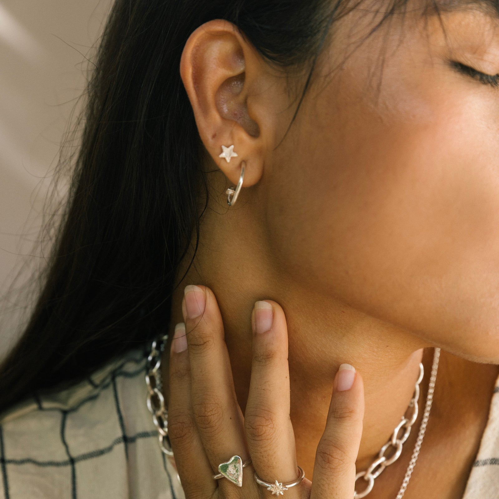 Silver Mini Cupid Hoop Earrings