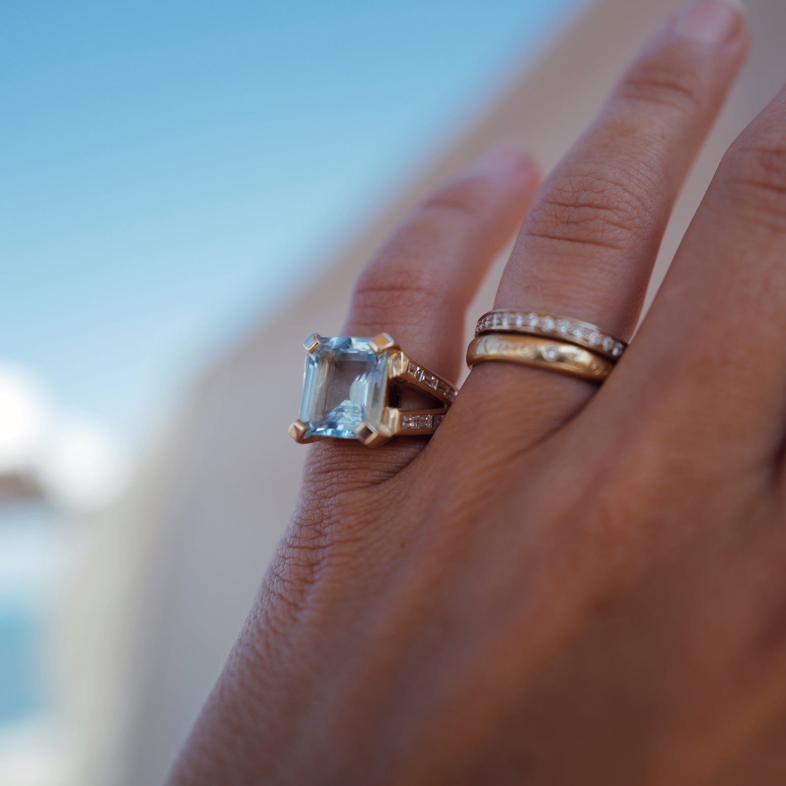 THALASSA Gold Aquamarine & Diamond Claw Ring