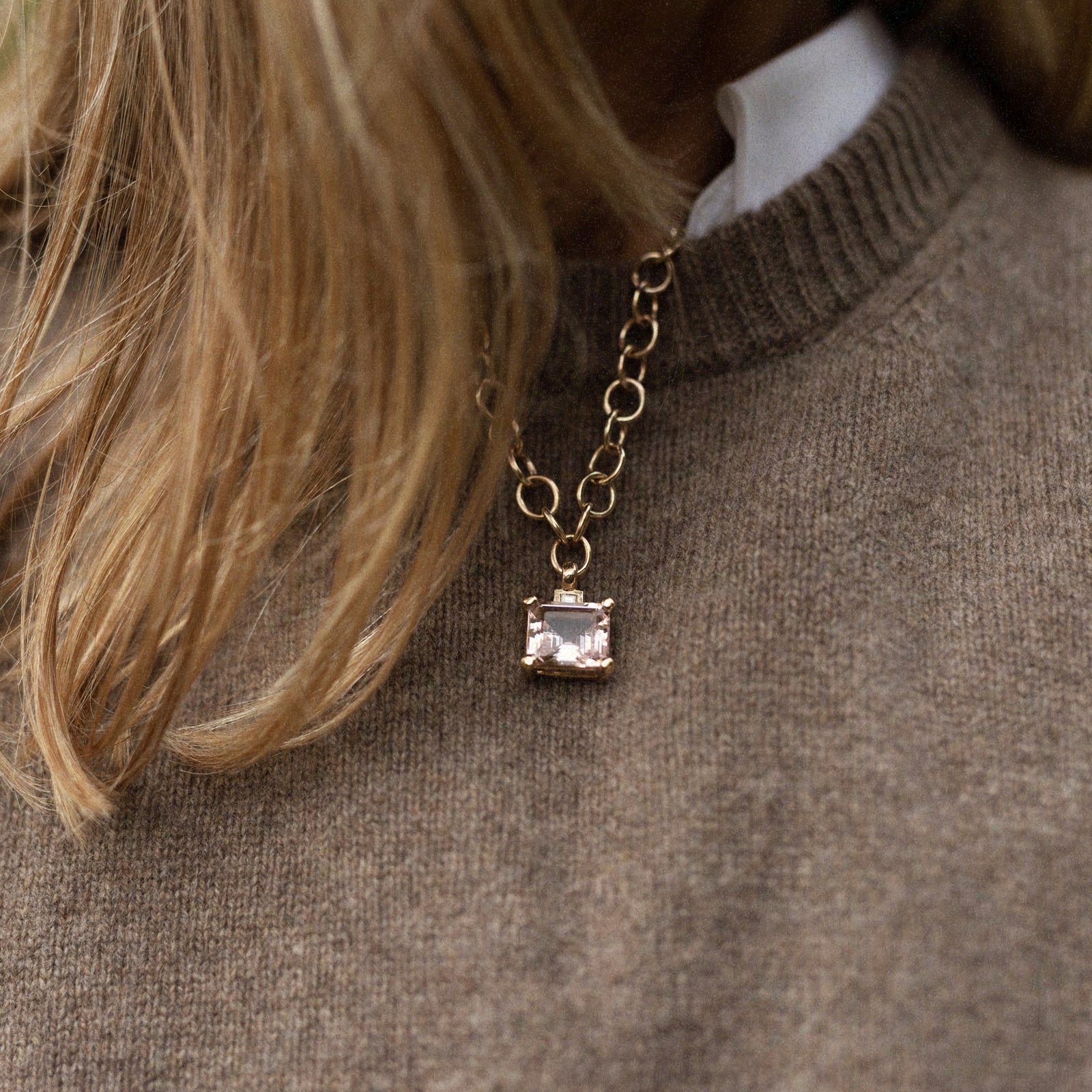 MILENA Gold Morganite & Diamond Pendant Necklace