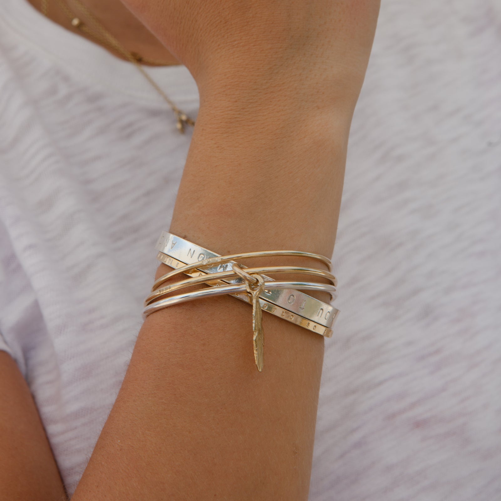 Gold Medium Feather Bangle
