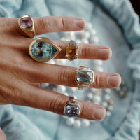 NILA Gold Aquamarine & Diamond Ring