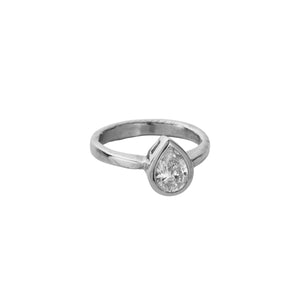 'The Muse' 9ct White Gold Pear 1ct Lab Grown Diamond Bezel Engagement Ring