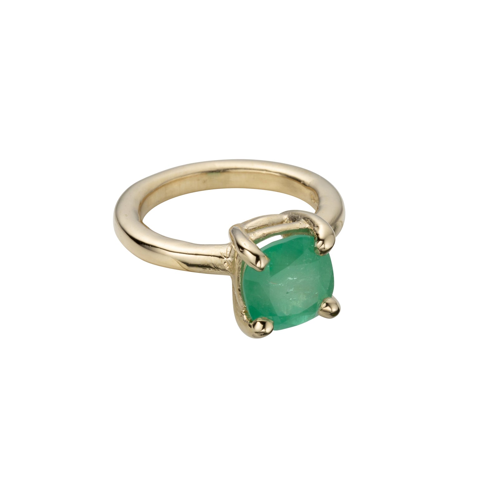 AMIRA Gold Emerald Oval Claw Ring