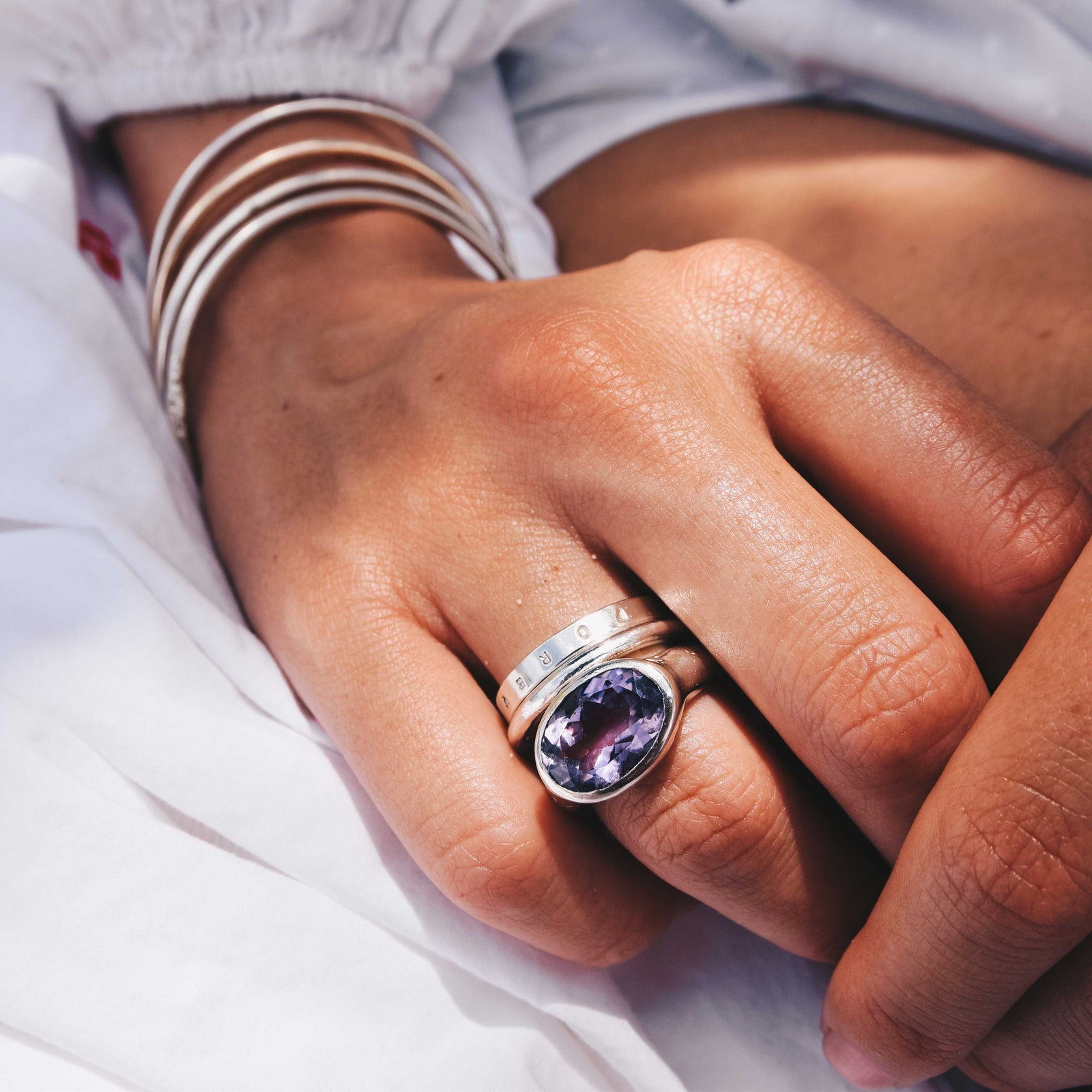 Silver Amethyst Treasure Ring