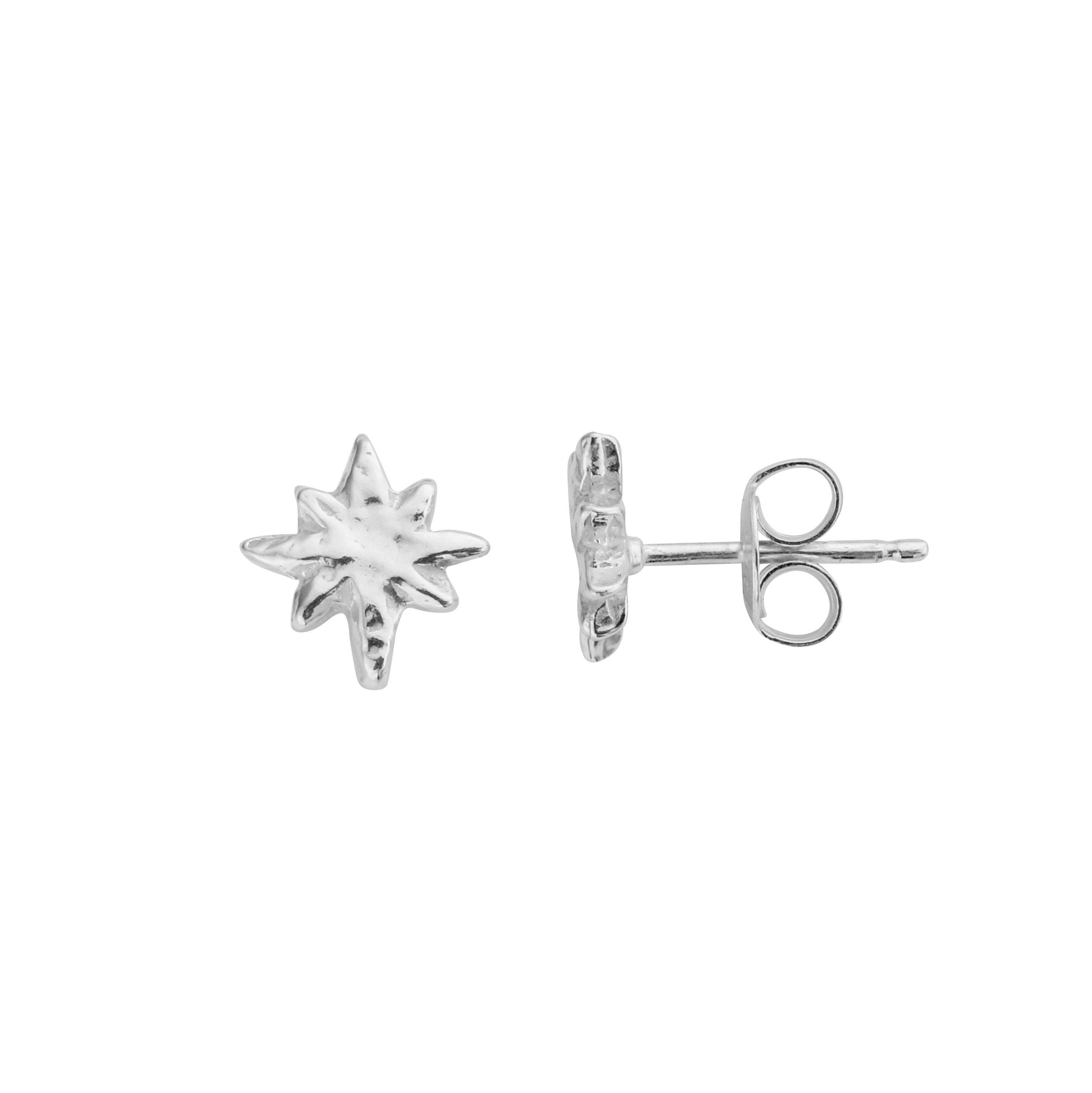 Silver Baby North Star Stud Earrings