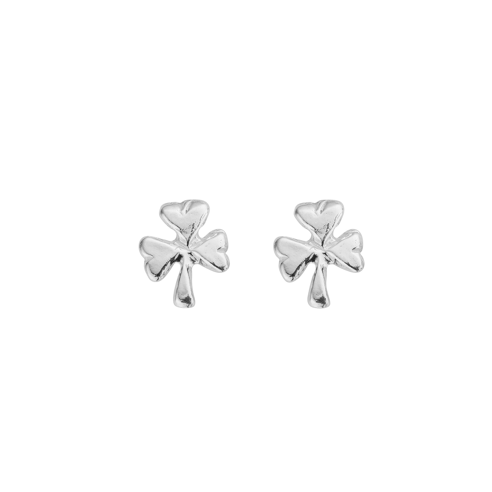 Silver Baby Shamrock Stud Earrings