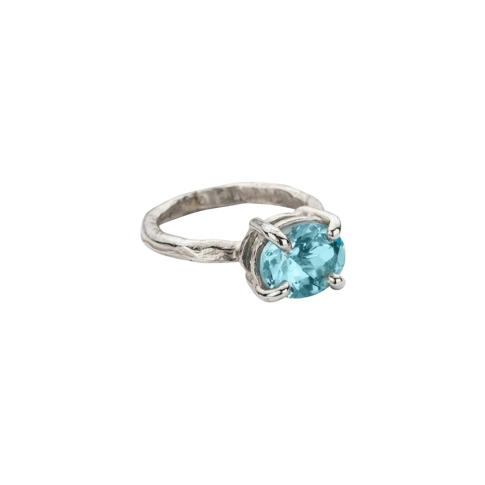 Silver Blue Topaz Claw Ring