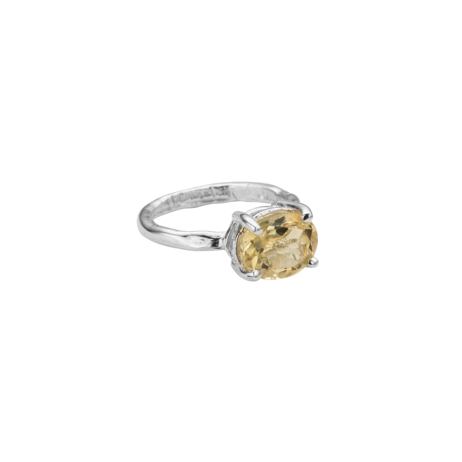 Silver Citrine Claw Ring