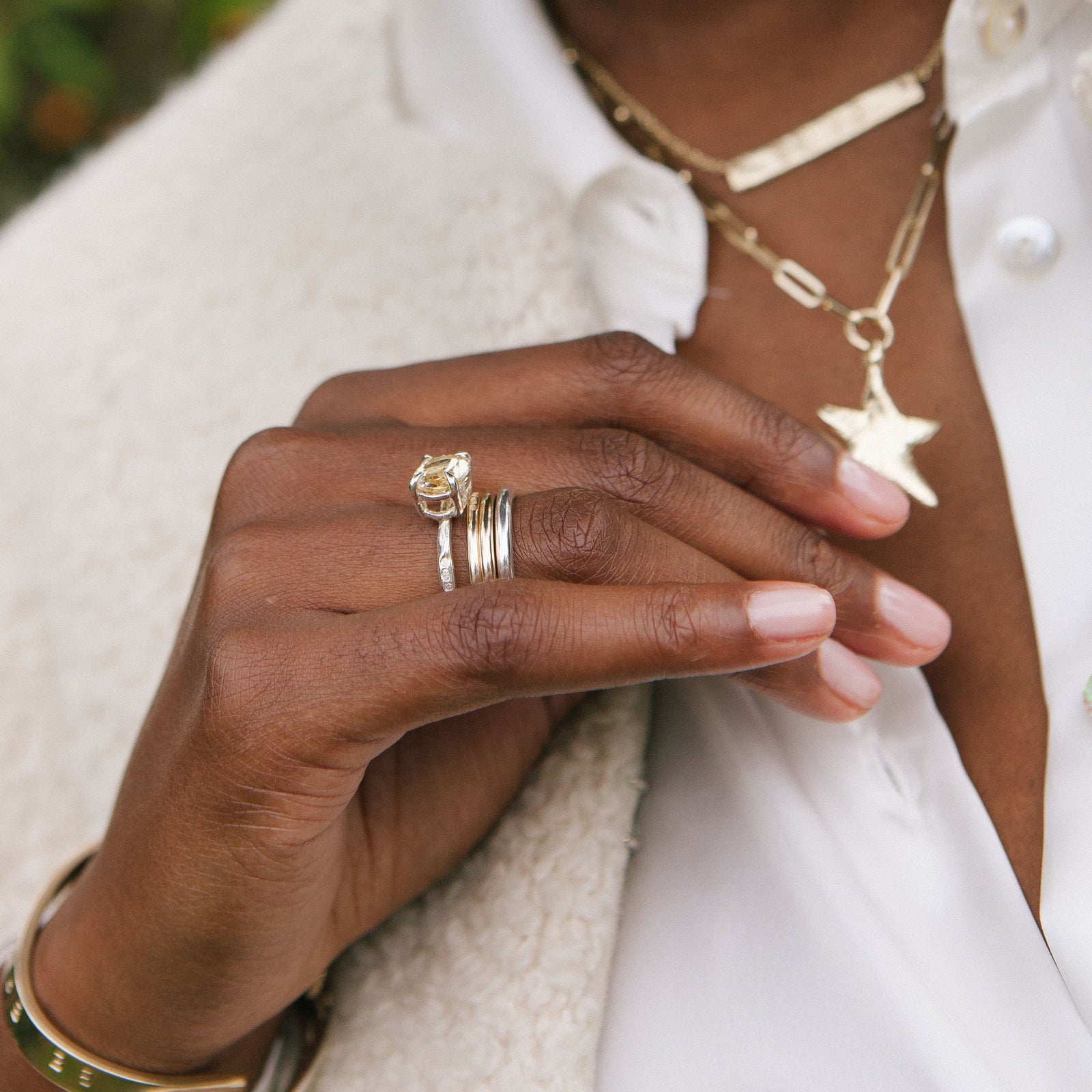 Silver Citrine Claw Ring