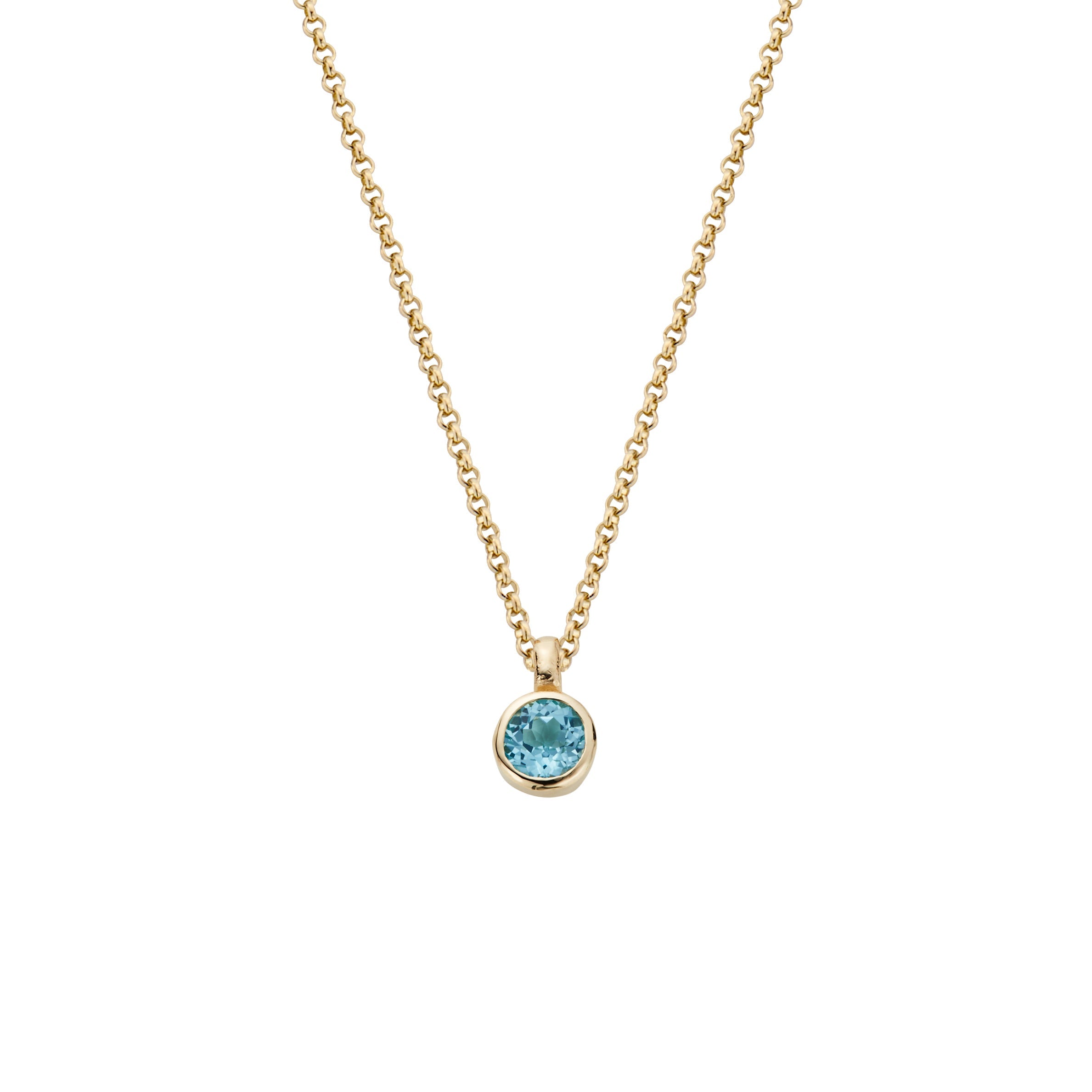9ct gold blue topaz yellow gold necklace