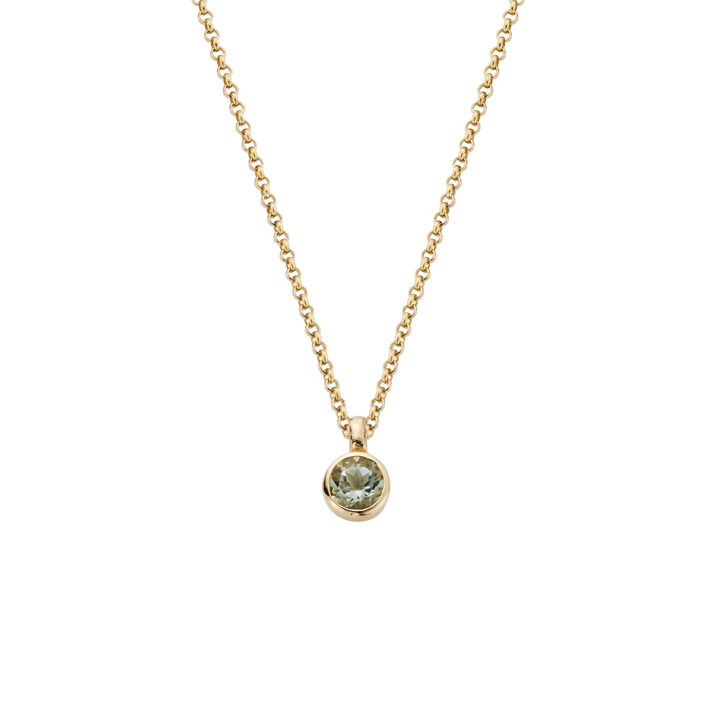 Gold Green Quartz Baby Treasure Necklace