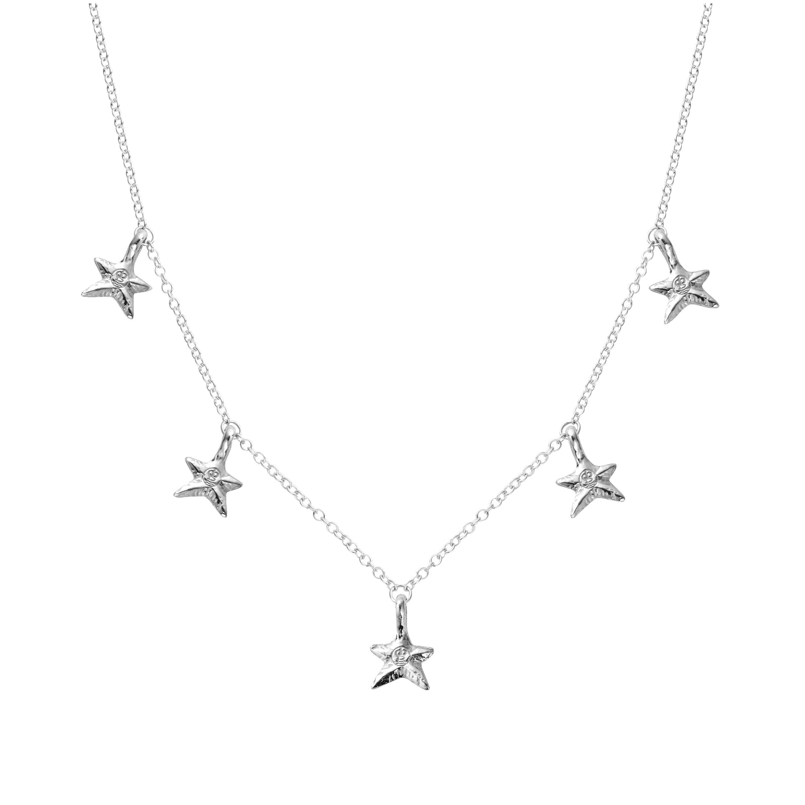 Silver Five Star Necklace